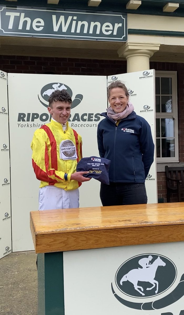 Congratulations to Sam Fielden - winner of the third race in the Go Racing in Yorkshire Future Stars Apprentice Series supported by @WRSaddlery 🌟