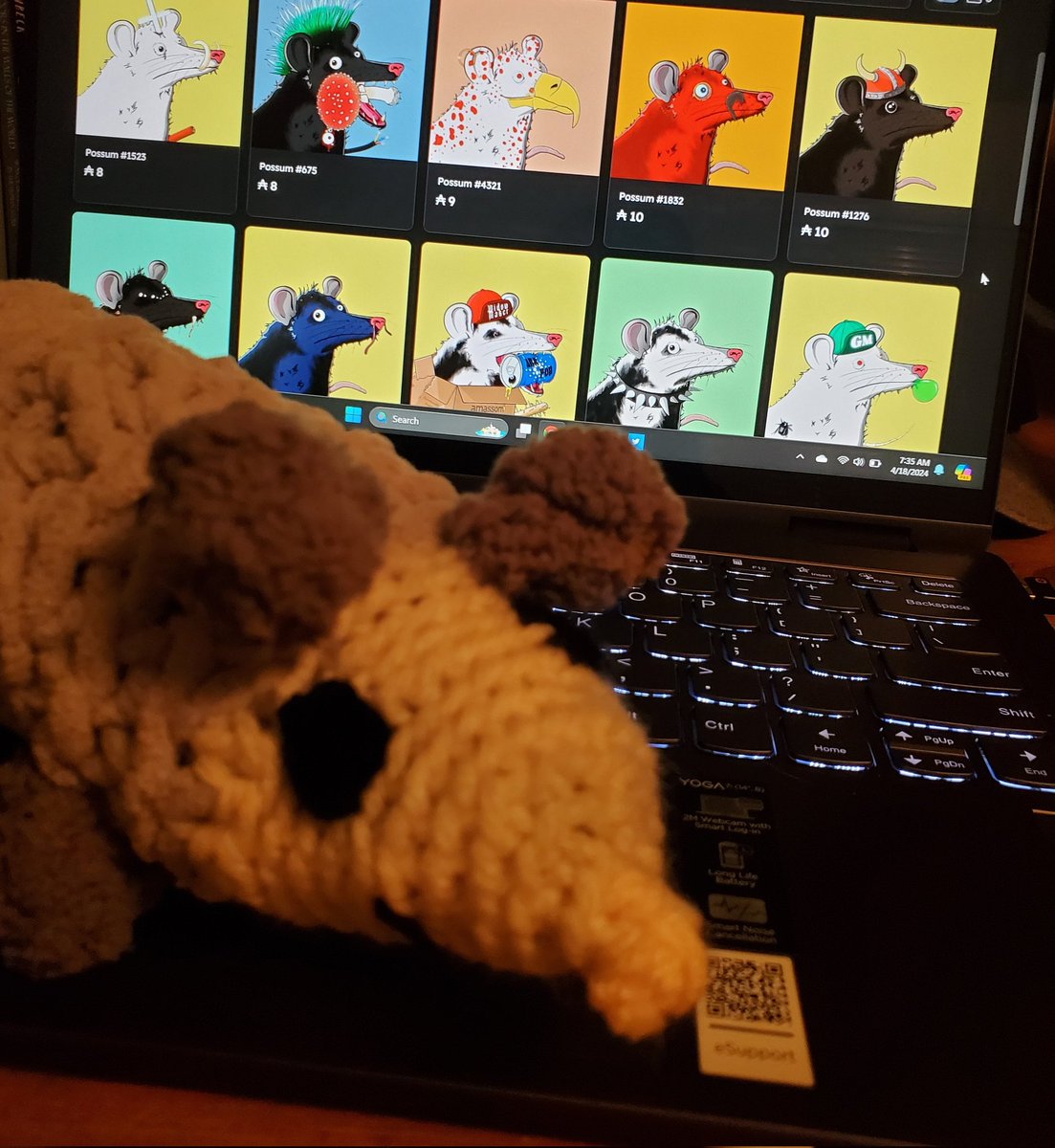 CNFT_Whimsy's tweet photo. GM, I crocheted a opossum 🥰
Psst.. (whispers) I love opossums https://t.co/rV4C5GlKHu