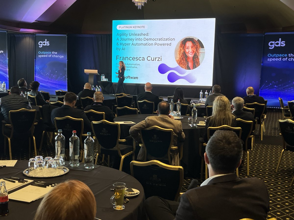 It's the final keynote of the #GDSCIOSummit!

Francesca Curzi (<a href="/FraCurzi/">francesca curzi</a>), AVP AI &amp; Automation, Devops, Mainframe, <a href="/hcltech/">HCLTech</a> explored today's rapidly evolving landscape in her keynote: 'Agility Unleashed: A Journey into Democratization and Hyper Automation powered by AI'