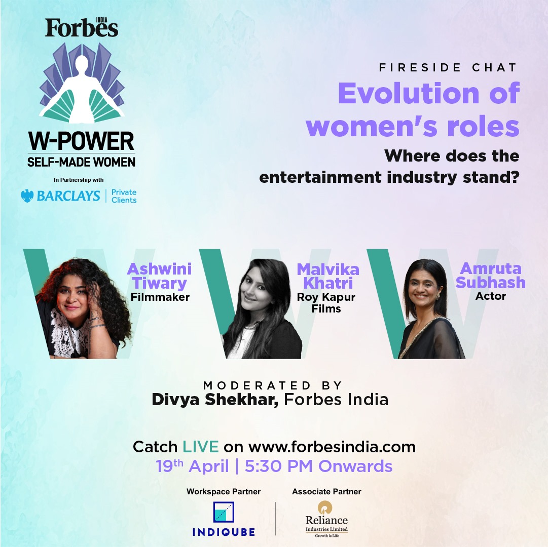 From on-screen to behind the scenes, women are shaping the entertainment industry! Join the W-Power fireside chat live, tomorrow on forbesindia.com, 5:30 PM onwards as they explore the evolution of women's roles.

#ForbesIndiaWPower

In Partnership with Barclays…