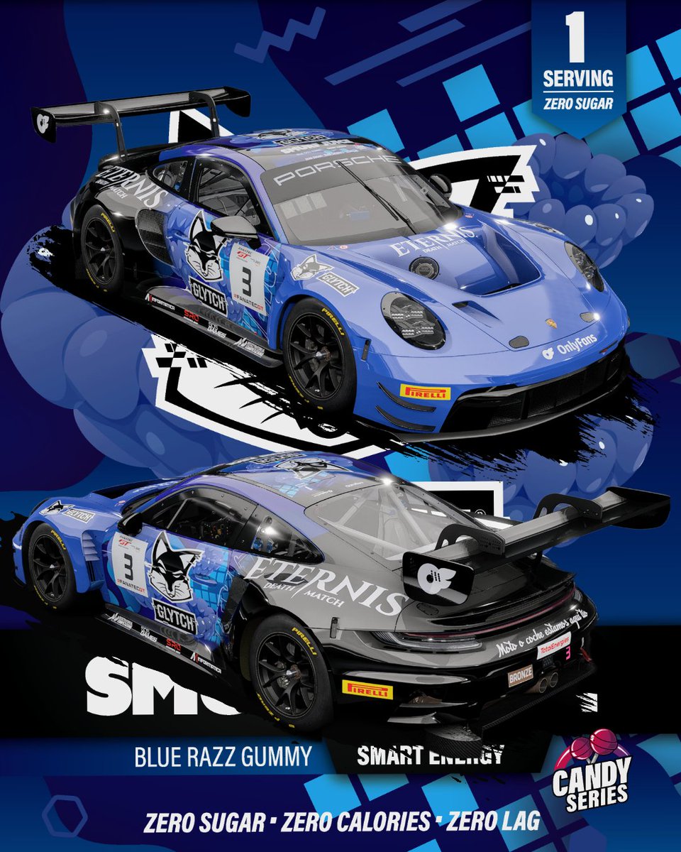 I told you We'd prepare a surprise for the @virtual_rfeda races 👀
'Smurf Juice' 992 GT3 R 
@Play_Eternis | @GLYTCHEnergy | @OnlyFans 

#TaDydck #motorsports #racing #racer #esports #Simracing #porsche #gt3 #car #assettocorsacompetizione #acc #fiamotorsportgames