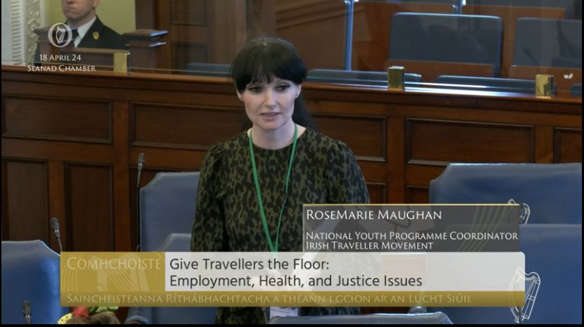 Rosemary Maughan, @itmtrav speaks on #Traveller employment - 'in 2022 unemployment was 61% for Travellers. Travellers are 10x more likely than white Irish people to face discrimination when seeking work. The time for change was decades ago' #TravellersTakeTheSeanad