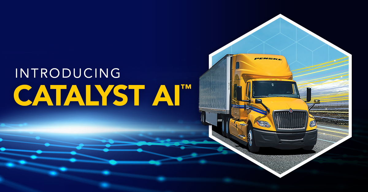 🎉 We’d like to introduce you to Catalyst AI™ – an industry first AI platform set to revolutionize fleet management that delivers real-time insight into fleet performance. Learn more: penskecatalyst.ai #penske #catalystai #trucking