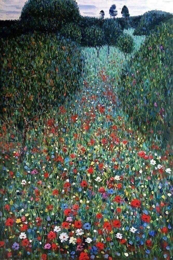 Gustav Klimt, un campo de amapolas, 1907