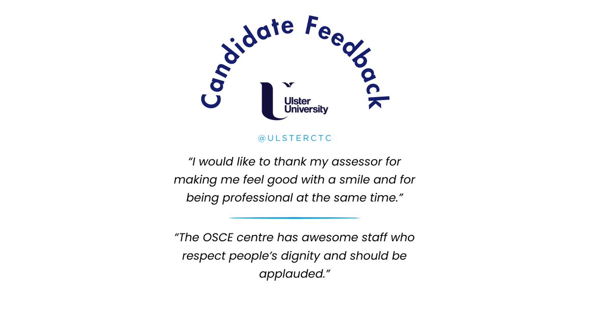 We are thrilled to share this amazing feedback from our talented candidates🌟 We strive for a person-centred approach here at Ulster CTC and these compliments speak volumes! #WeAreUU #NMCOSCE