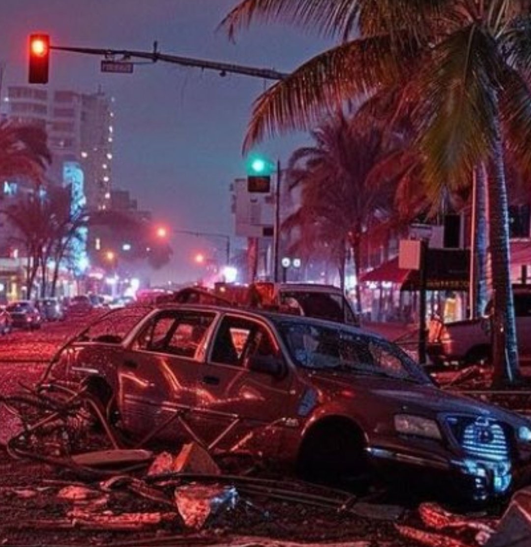 scouting_b's tweet photo. @bff_koo @btwntwinpeaks @10ftsnow @jeremylovesyall Traffic light post disappears behind the palm frond, and the car looks like it's melting. https://t.co/k3avIRGPGS