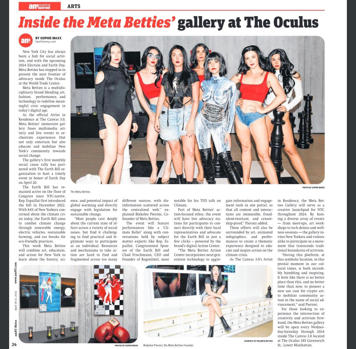 MetaBetties's tweet photo. Waking up happy &amp; humbled to see our brand on the cover of @amNewYork , NYCs largest circulated newspaper 🤩 

Meaningful &amp; practical use cases are whats going onboard the masses to crypto art &amp; digital assets long term. Art+Advocacy on-chain is a natural application of both 💛🪽 https://t.co/wsd2avCU24