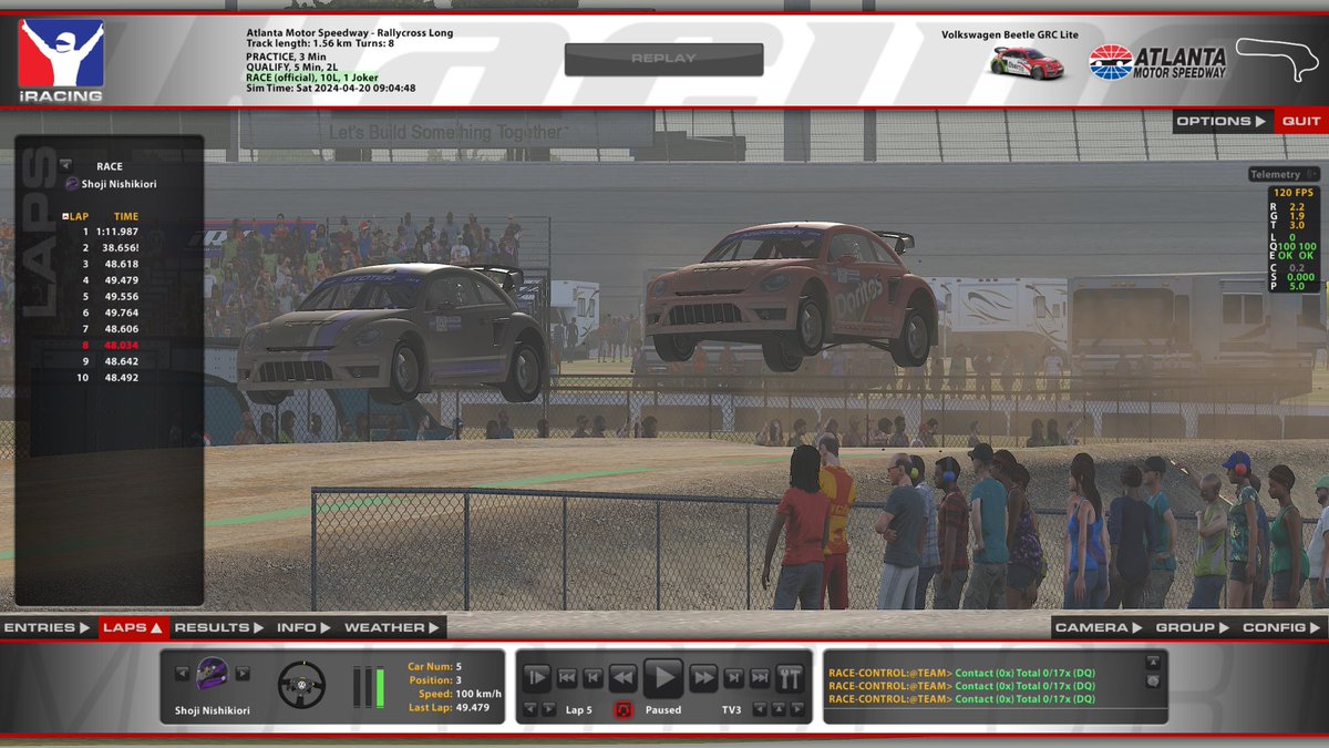 ShoN_iRacing's tweet photo. 私のiRacing日記　その275

iRX,Atlanta,#5/5,Q4→R4

いやあ、組合せが悪かった…4位でもiR減とは…😓

一時は3位だったんですが、壁に接触して失速し抜かれ、その後は抜けずに4位で終了😅

少しづつ乗れてきたつもりですが、なんせ2k3k超えの人達は皆さんお速い☺️

私が2k到達する未来が見えない😆 https://t.co/cXz699Xb4t