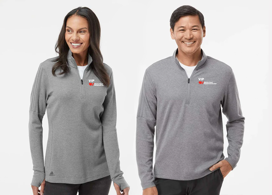 Power up your Heart & Stroke support this upcoming Ride for Heart and receive our new VIP apparel item for this year, a Heart and Stroke VIP Adidas quarter zip sweater. Fundraise $1,000 by May 1 and ensure you receive yours in time for event month! #RideForHeartBeatAsOne