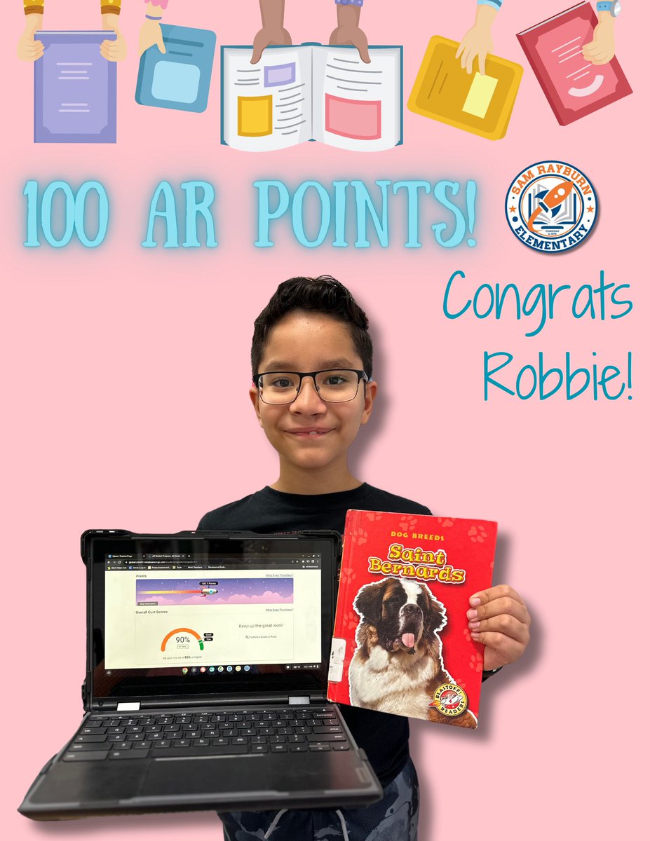 📚 Congrats to Robbie for reaching his 100 AR points! Awesome job dude!!!
@Rayburn_Readers
@Rockets120
#rocketpride
