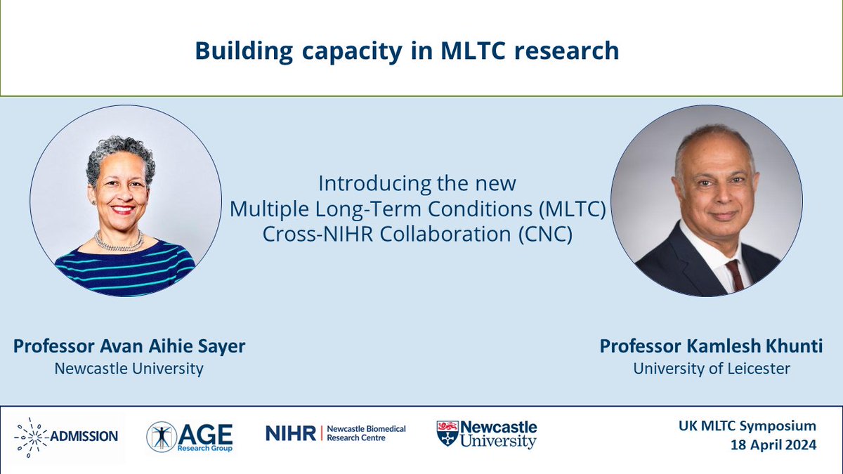 Fantastic start to the #UKMLTCsymposium2024 with our keynote speakers @AvanSayer and @kamleshkhunti showcasing the Multiple Long-Term Conditions Cross-NIHR Collaboration. Exciting plans for capacity building and taking MLTC research forward #multimorbidity