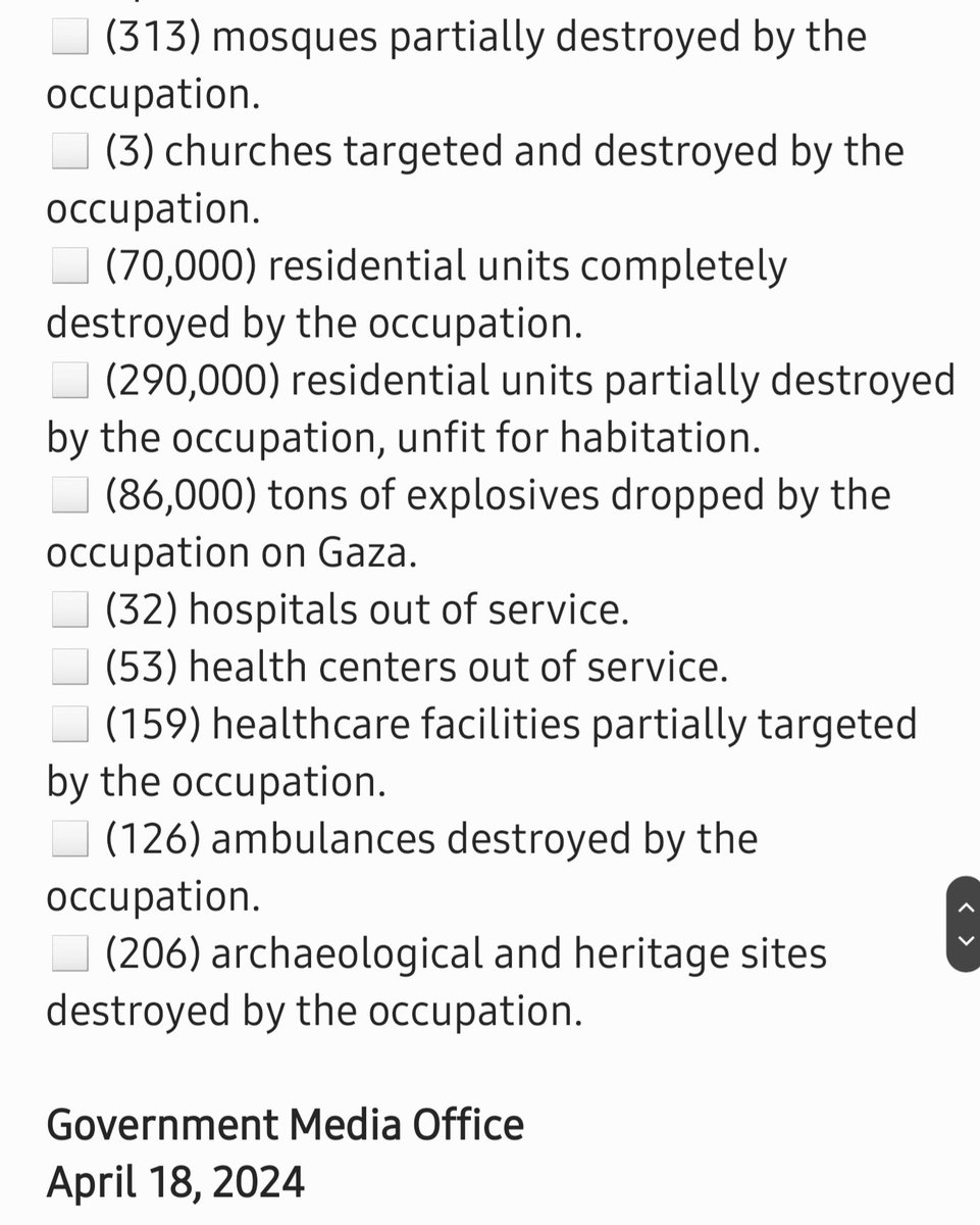 Alraypsen's tweet photo. 195 days of the Israeli genocidal war waged on the Gaza Strip.
An update by the Government Media Office in Gaza.
Thursday, April 18, 2024.

#Gaza
#GazaGenocide https://t.co/OMh0XAE9GY