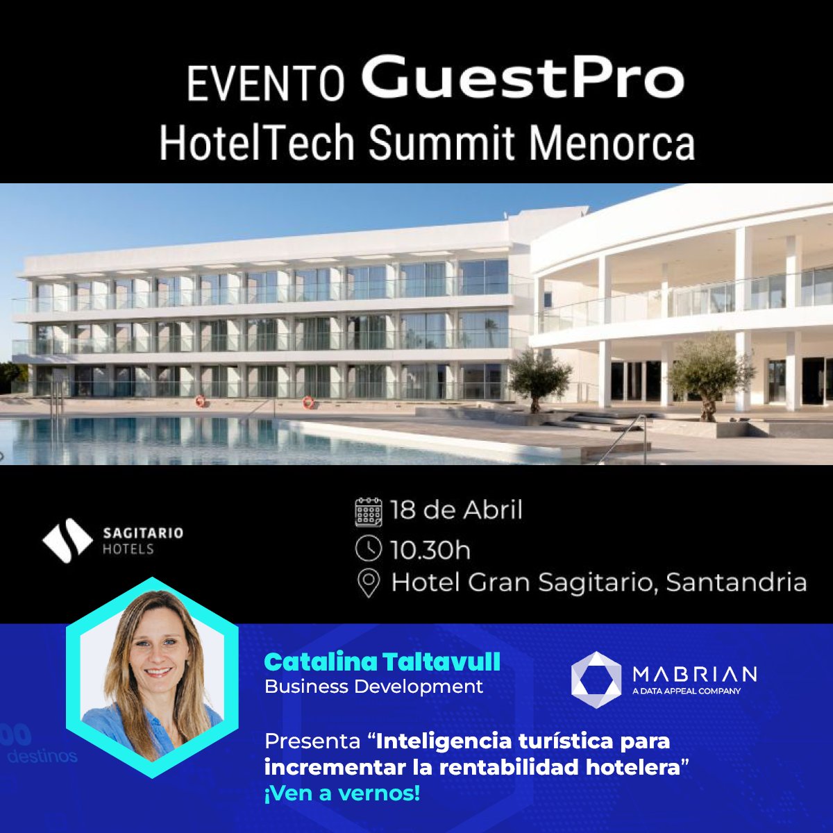 Gracias a @guestpro_com por invitarnos al HotelTech Summit en Menorca! Compartimos con los hoteleros de la isla claves, #datos e info que les ayudarán a afinar sus estrategias de venta directa durante todo el año!
#travel #tourism #dataintelligence #TravelTechnology #Mabrian