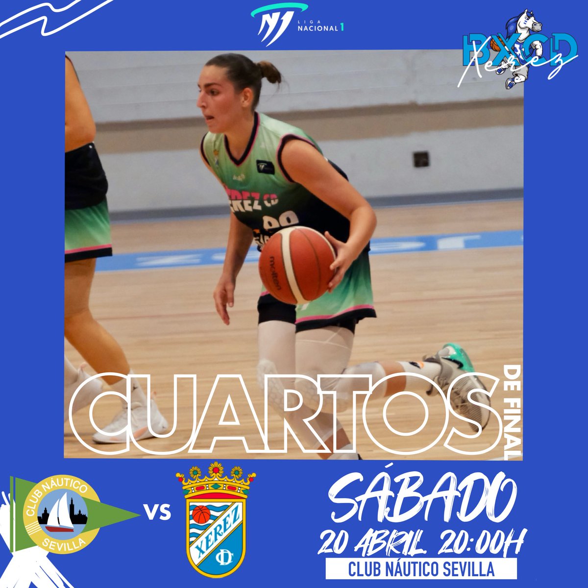 N1 FEMENINO 🏀| 1/4 DE FINAL VUELTA‼️

XEREZ CLUB DEPORTIVO 🆚 <a href="/CNauticoSevilla/">Club Náutico Sevilla</a>  

📅 SÁBADO 20 DE ABRIL
⏰ 20:00 h
📍 CLUB NÁUTICO SEVILLA
📸 <a href="/davidporozco/">David P. Orozco ‎۞</a> 

🎉TIENES UNA CITA ESTE SÁBADO EN SEVILLA💃🏻

#BXCD #SomosXerezCD #XerezCDBaloncesto #N1Femenino  #Jerez