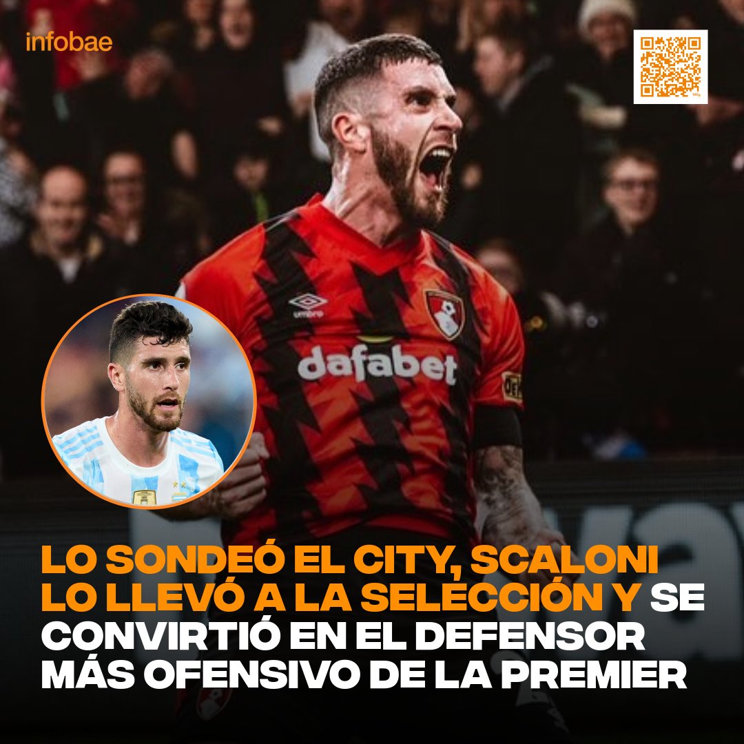 infobae's tweet photo. Lo sondeó el City, Scaloni lo llevó a la Selección y se convirtió en el defensor más ofensivo de la Premier https://t.co/nsOoPEKNUO https://t.co/fiqJNXgpr2