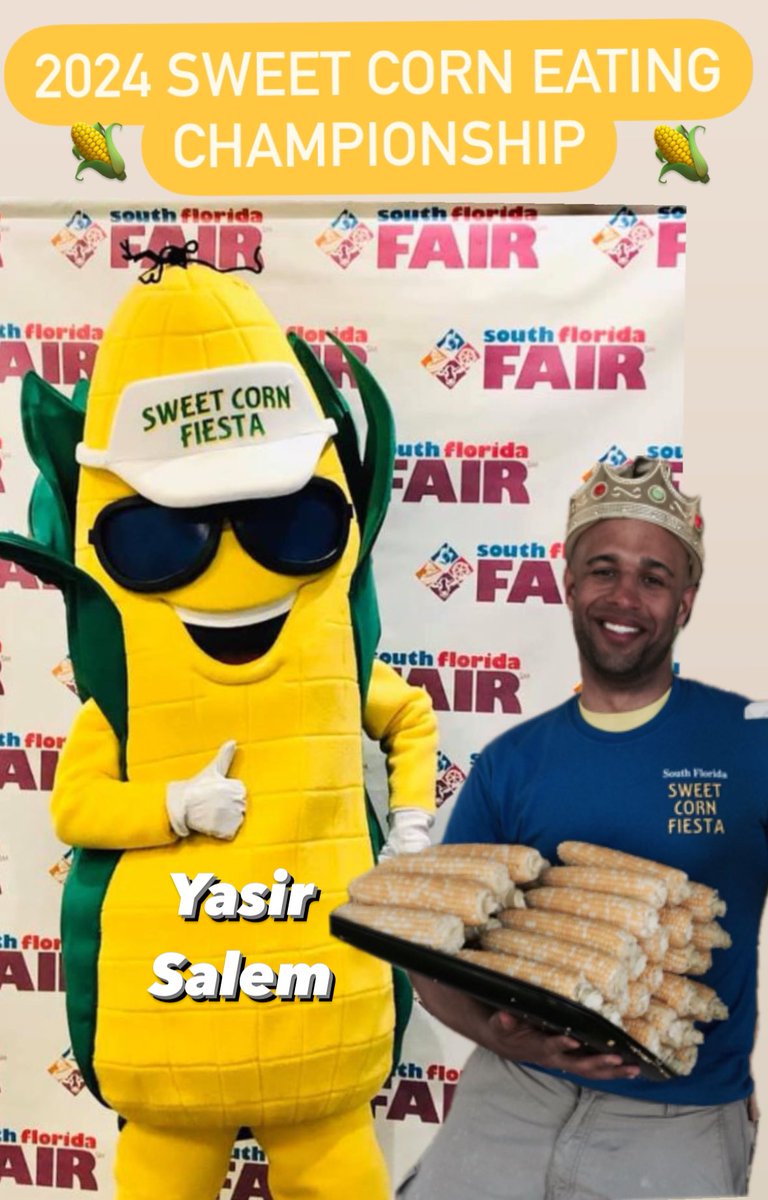 Sweet 🌽 Eating Championship 2024! Our next competitor is Yasir Salem . A former Corn and Cannoli eating champion. Yasir is making his MLE return! Does he have what it takes to be your 2024 🌽 king? Let’s find out! 4/28/24 at 3pm