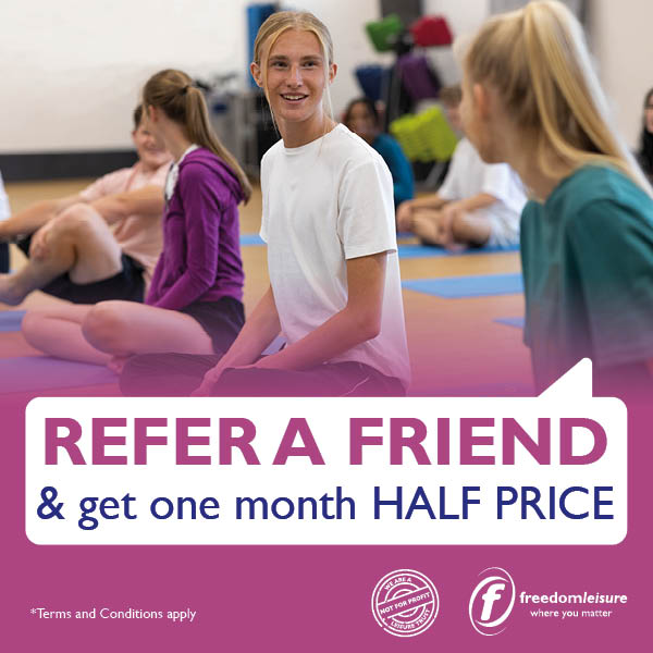 Share your love of fitness and refer a friend or family member refer a friend in April and you’ll get ‘ONE MONTH HALF PRICE’ when they join!
Your referred friend also has the bonus of ‘NO JOINING FEE’ when they join.
START REFERRING FRIENDS TODAY bit.ly/4c8R7gT