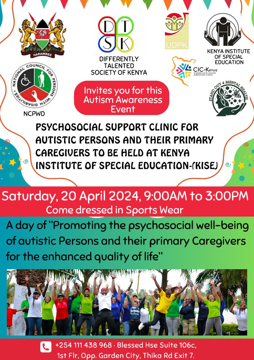 If you know of a caregiver, relative, autistic adults and professionals, we're holding an important event as @DTSK21 are holding important psychosocial support clinic for parents of autistic children this Saturday at KISE. See you soon