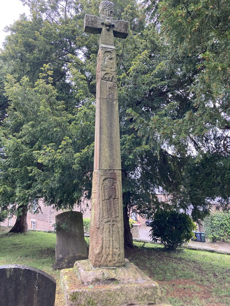 Thrilled to be starting the third phase of my @Leverhulme project The Legacy of the Vikings. On my way to the Isle of Man. But I’ve stopped off in Halton, Lancashire, to see this wonderful Anglo-Scandinavian cross in the churchyard of St Wilfrid’s.