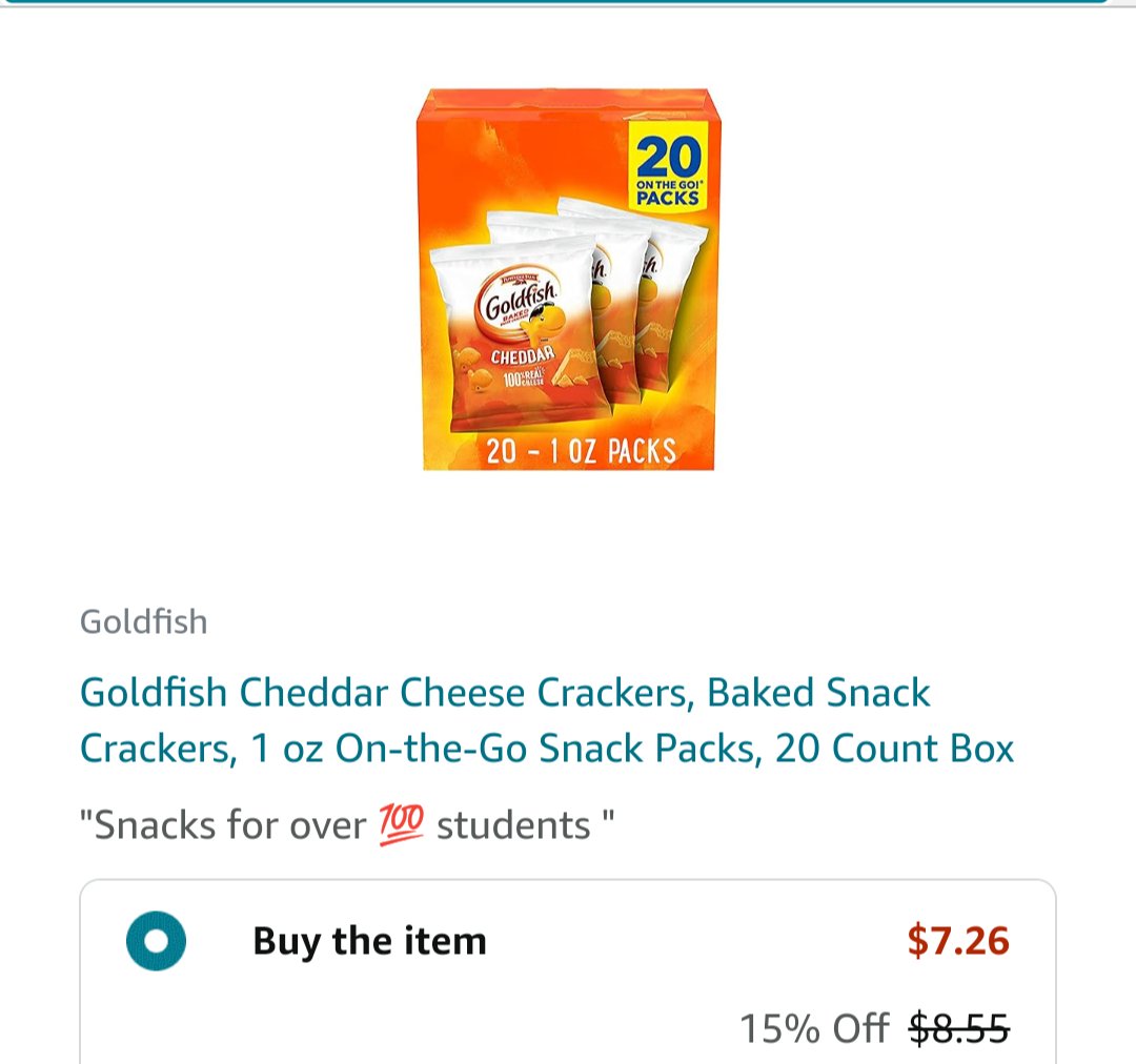 Sale alert🚨 Please help RP 🙏 We have these goldfish snacks on our list so we can provide for over 💯 Bilingual students during the day. If anyone can please help with even1️⃣ donation, check out our list @GamedayGarage can you help share? #clearthelist amzn.to/3VWB1i6