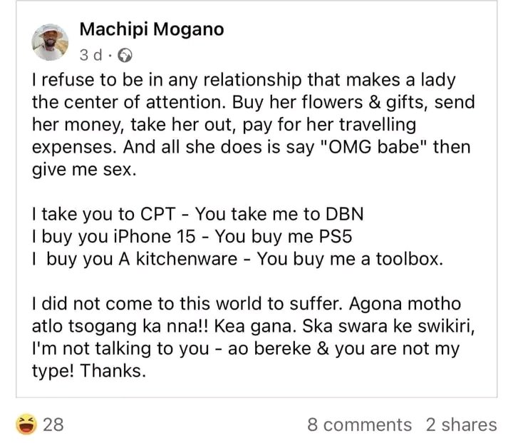 I wish all men can be like me and Mogano😭