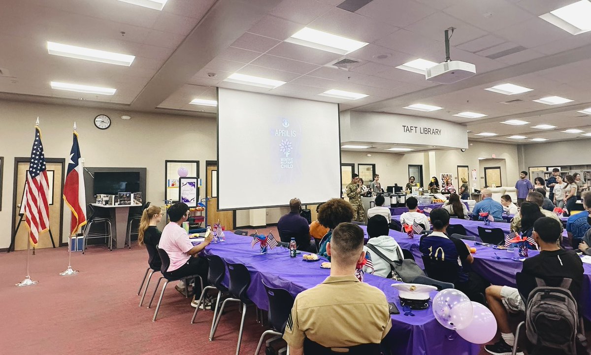 April is the Month of the Military Child. Today, we honor and recognize the courage, resiliency, and adaptability of our Taft military connected students. 💜#MilitaryChildMonth #RaiderPride