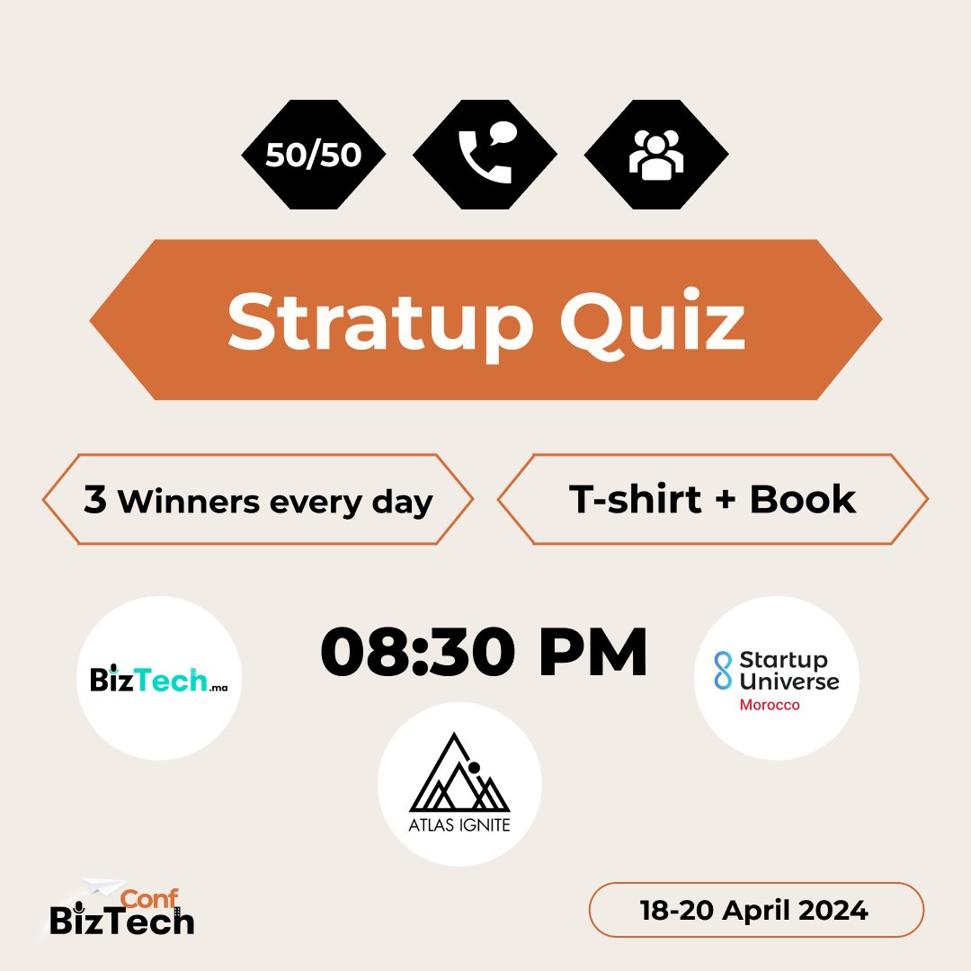 BizTechConf's tweet image. How well do you understand the startup world 🤔?

Show off your knowledge at the closing quiz each day of BizTech Conf!🚀

The top scorer walks away with a valuable book and a BizTech Conf t-shirt!🔥

 ⚠Don&apos;t miss out!
 #BizTechConfQuiz #BiztechConf