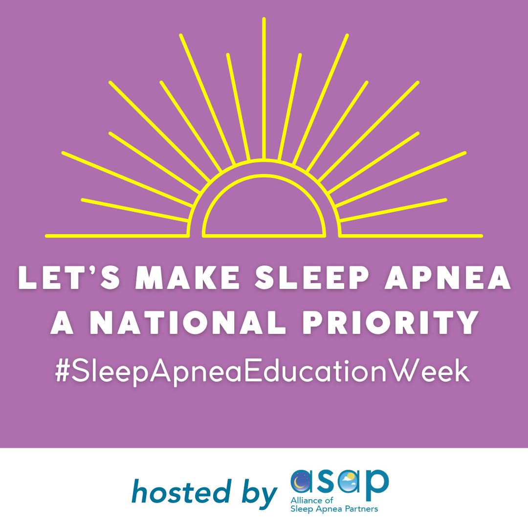 We are recognizing Sleep Apnea Education Week! Post a photo using #SleepApneaEducationWeek to join the conversation and show your support! Let's make sleep apnea a national priority! More ways to support: 🔗 apneapartners.org