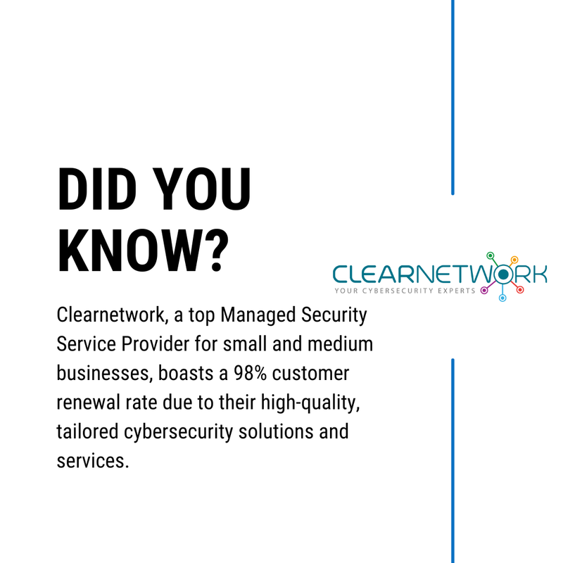 Clearnetworkcom's tweet photo. Did you know that Clearnetwork, a top-tier Managed Security Service Provider, boasts a whopping 98% customer renewal rate? 🎉
⠀⠀⠀⠀⠀⠀⠀⠀⠀
#CyberSecurity #Clearnetwork #BusinessProtection #CloudSecurity #IntrusionDetection #Compliance #ManagedSecurity #CyberThreats https://t.co/pslIK3NU9t