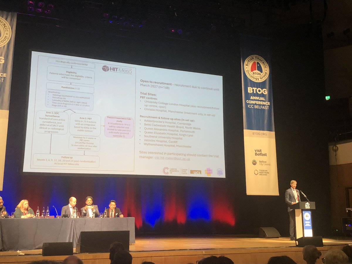 #BTOG24 @BTOGORG 

#HIT-Meso trial (proton beam therapy #radonc) is coming to a 🇬🇧 cancer centre/unit near you!

@crispinhiley @asthmalunguk