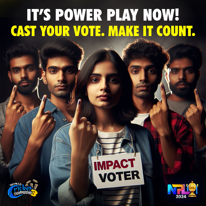 Worldcrickchamp's tweet photo. Its Power Play Now!
Cast Your Vote. Make It Count.

Play Now: https://t.co/nvjQggjTop

#cricketfamily #thebestneverrest #worldcricketchampionship3 #wcc3features #WCC3 #cricketchampionship #rtg #cricketfans #Elections2024  #Votenow https://t.co/pQpXtAVpbS