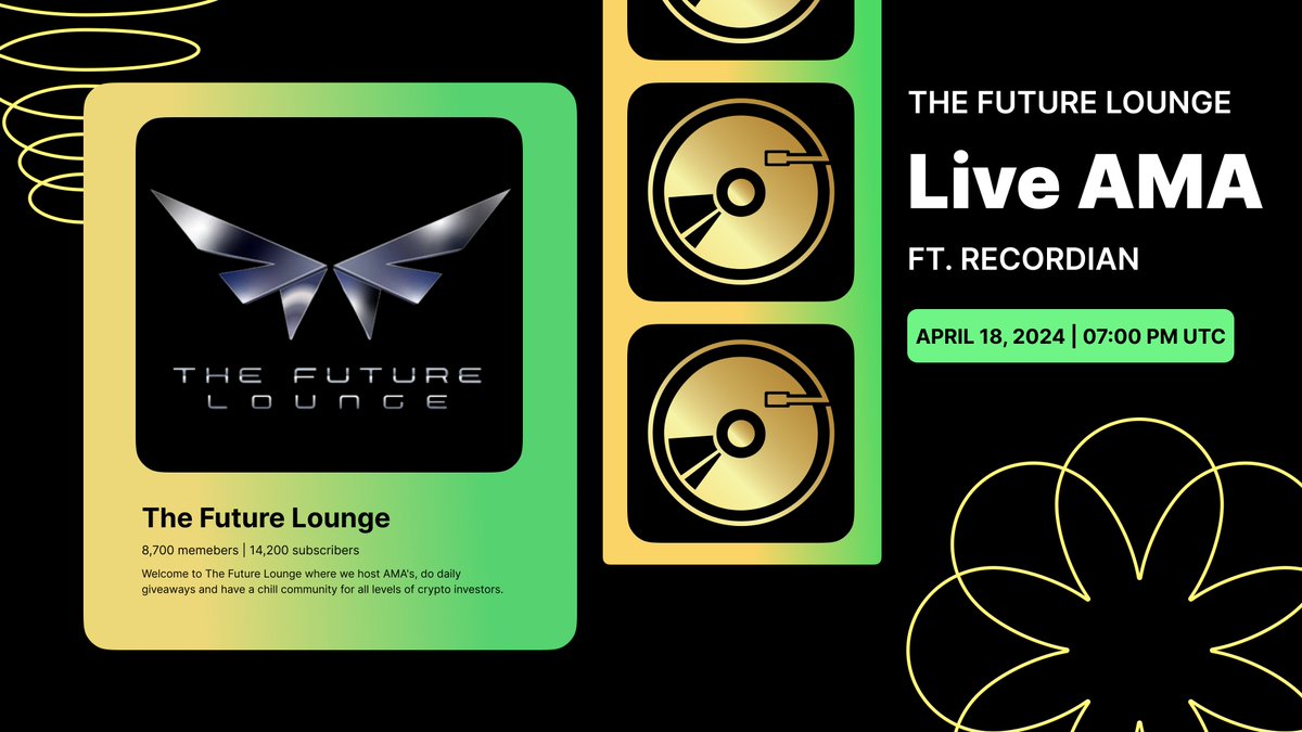 Recordian_Music's tweet photo. 🚀 Don't miss out on our epic AMA with The @Future_Lounge_1 today at 7pm UTC! 🌟 

Join us in their AMA Lounge as we prepare to EXPOLODE on the scene and bring exciting updates! 🎉 

🚀AMA Lounge 💬
https://t.co/Sd1UnRAPZa

See you there! 🌐🎶

#RECORDIAN #AMA #FutureLounge #PulseChain #BSC #ETH #music
