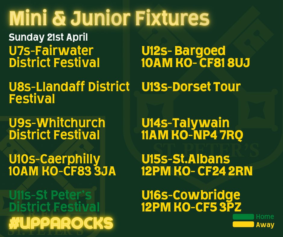 Your Rocks M&J fixtures for Sunday. A load of district festivals even one at the Rocks, if you’re looking for some rugby Sunday come down and have a look💚🖤 #upparocks
