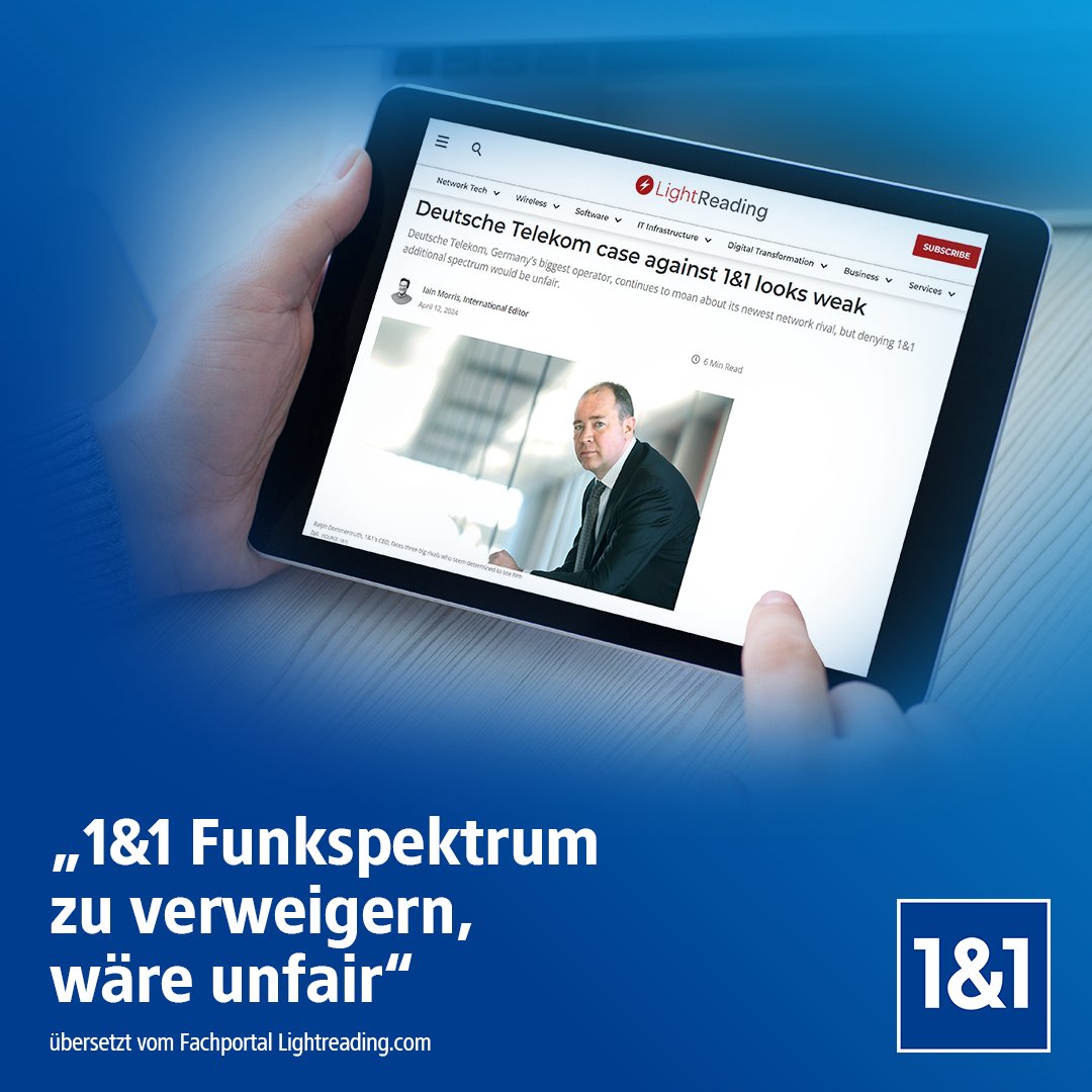 1&1 (@1und1) on Twitter photo Ein Ausschluss von 1&1 bei der Frequenzvergabe im Lowband-Bereich wäre laut dem internationalen Fachportal <a href="/Light_Reading/">Light Reading</a> „unfair“. Die renommierten Branchenanalysten von Light Reading beobachten seit vielen Jahren weltweit die Entwicklungen im #Telekommunikationsmarkt. Im Zuge Ein Ausschluss von 1&1 bei der Frequenzvergabe im Lowband-Bereich wäre laut dem internationalen Fachportal <a href="/Light_Reading/">Light Reading</a> „unfair“. Die renommierten Branchenanalysten von Light Reading beobachten seit vielen Jahren weltweit die Entwicklungen im #Telekommunikationsmarkt. Im Zuge