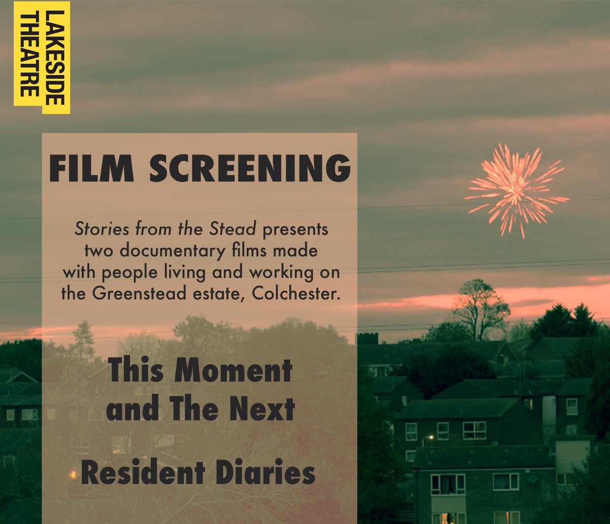 ‘THIS MOMENT AND THE NEXT’ and ‘RESIDENT DIARIES’ The Stories from the Stead project presents two documentary films made with people living and working on the Greenstead estate, Colchester by Nic Blower from @lifts_at_essex at @uniessex. Book tickets: lakesidetheatre.org.uk/events/stories…