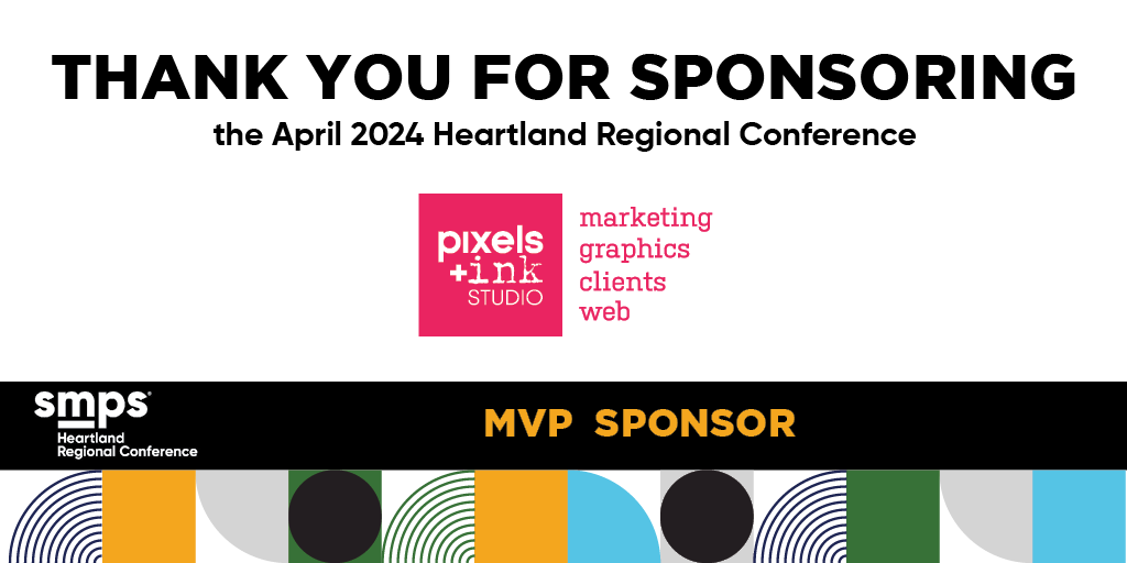 A big shoutout to <a href="/PixelsInkStudio/">Pixels and Ink Studio</a>, one of our MVP sponsors! Your support enables us to provide top-notch educational sessions, accommodations, and experiences for all our #SMPSHRC conference attendees. We're incredibly grateful for your contribution! pixelsandinkstudio.com