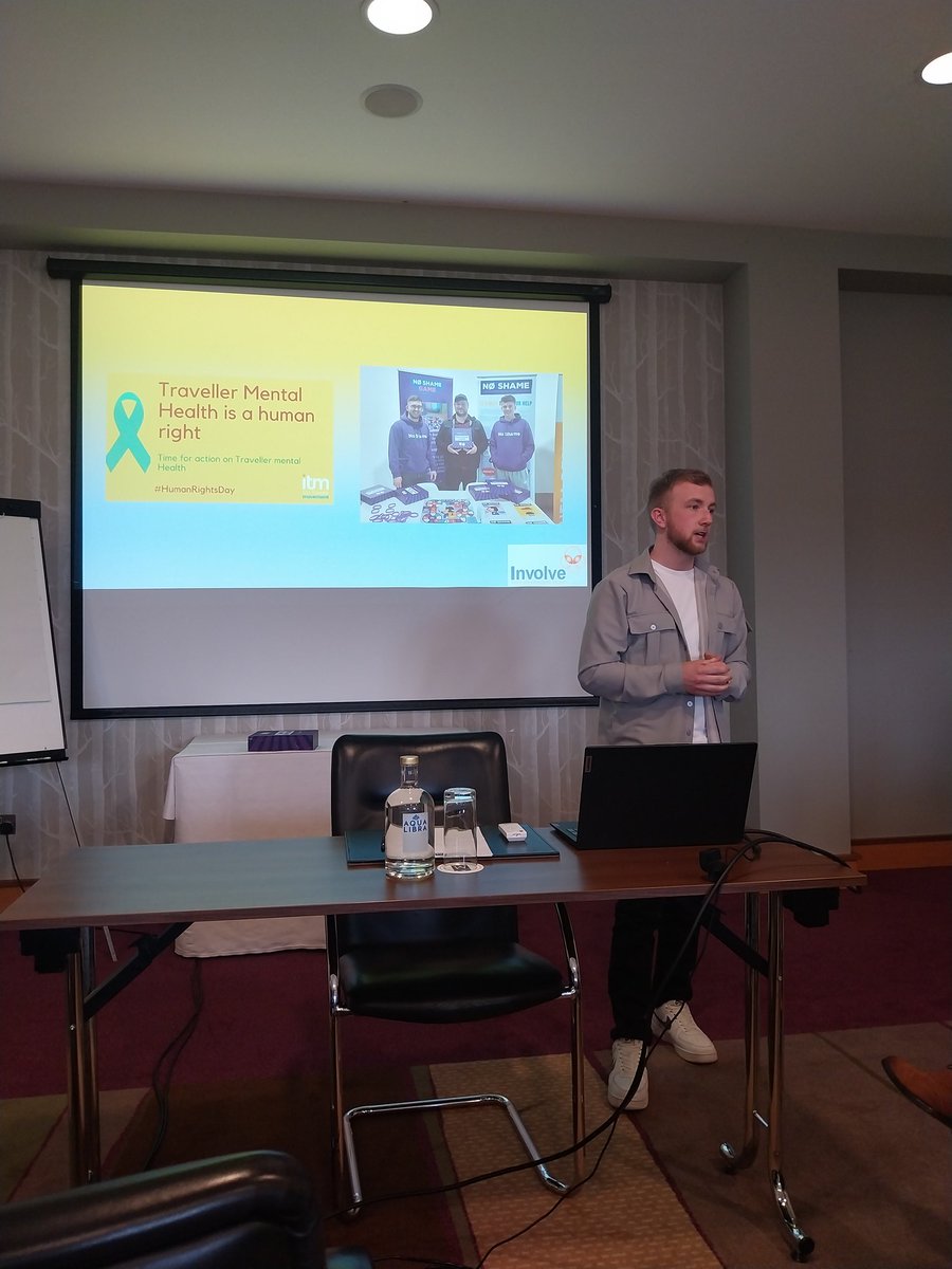 InvolveServices's tweet image. Annmaire and Patrick doing what they do best, sharing our work at Involve through the No Shame- Traveller Youth Mental Health Project at the event today @TravellerVoice