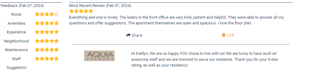 #ThankfulThursday 🙏

We are thankful for our residents taking the time to leave us 5-star reviews and we are glad to be able to share the positive experience with you all!

#AquiaTerrace #WillowBridgePc #StaffordVa #Stafford #ApartmentLiving