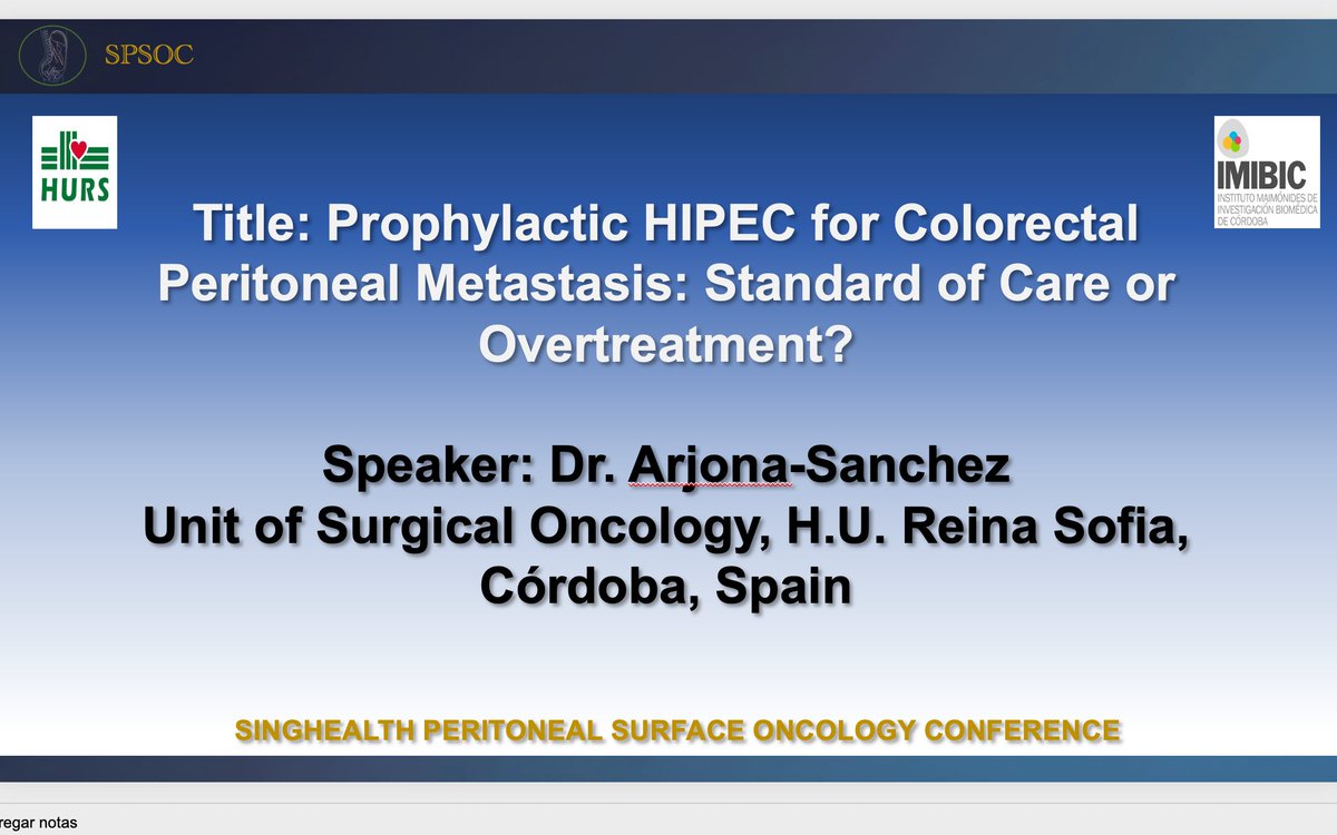 One week away Singapur Singhealth Peritoneal Surface Oncology Conference @SingHealthSG , proud to be an speaker on this important forum discussing about prophylactic HIPEC in #coloncancer and use of mucolytics in #pseudomyxomaperitonei @ChiaClaramae @PSOGI_EC @ISSPP1