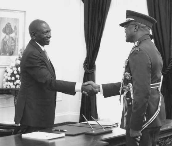 Senior military officials currently at State House, Nairobi to officially deliver the tragic news of Kenya Chief of Defense Forces (CDF) Gen F. O. Ogolla's death to Commander-in-Chief (CIC) President William Ruto.