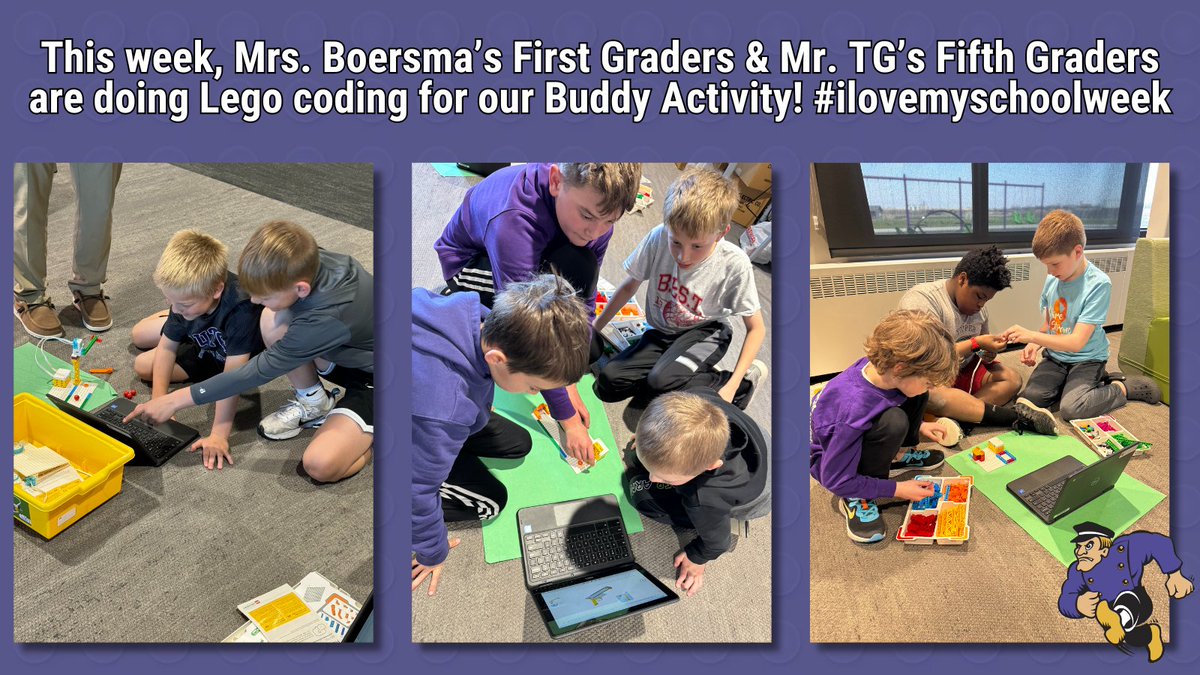 This week, Mrs. Boersma’s first graders and Mr. TG’s fifth graders are doing Lego coding for our Buddy Activity! #ilovemyschoolweek