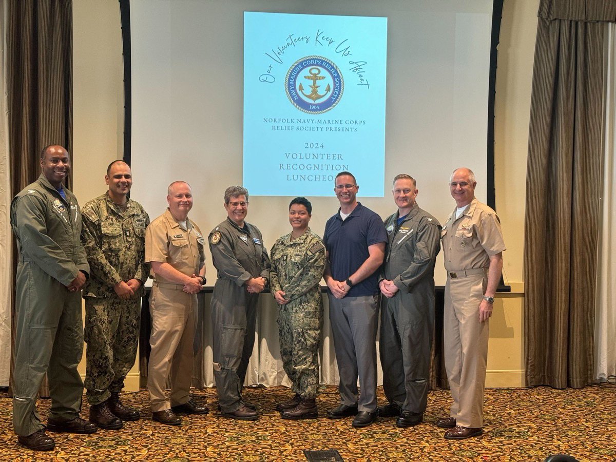 Wolverines ATC Warzecha and AZC Schmidt were recognized yesterday for their volunteerism and support for the Navy and Marine Corps Relief Society.

RADM Verissimo, FORCM Hailey, and FORD alumnus Chaplain Clark stepped in with our mighty Triad to support our amazing Sailors.