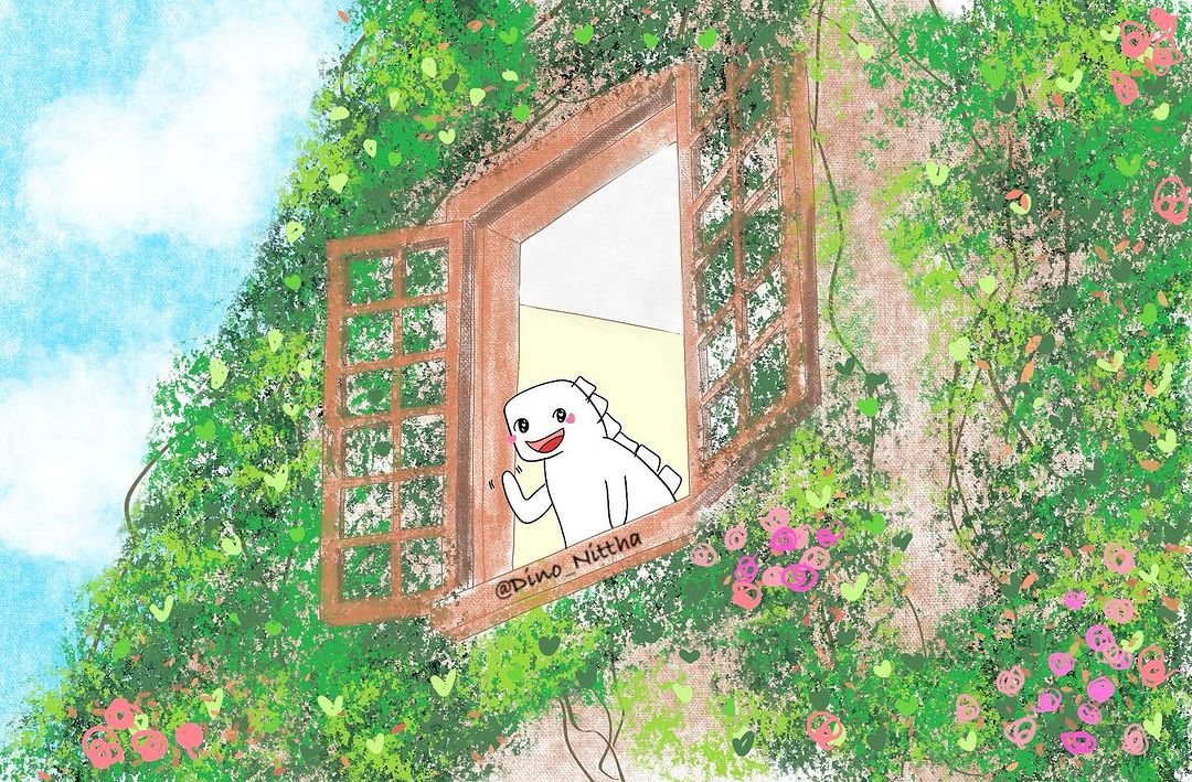 NitthaOfficial's tweet photo. A sudden romance from Nittha😅
╰(￣ω￣ｏ) ＃がんばれ ~(￣▽￣)~*

#可愛いは正義 ＃babydino #DinosaurDay 
＃nittha ＃cute ＃linestickers https://t.co/XEbZm2a9VO