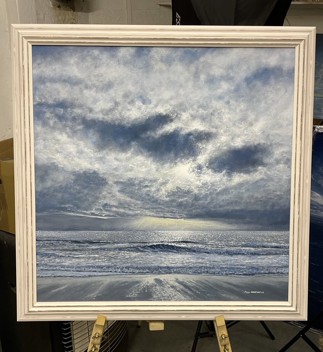 “Shining Through” Oil on Canvas 70cm x 70cm framed and ready to be packaged up for exhibition 👍🏻🎨👨‍🎨 #art #oilpainting #stives #Cornwall