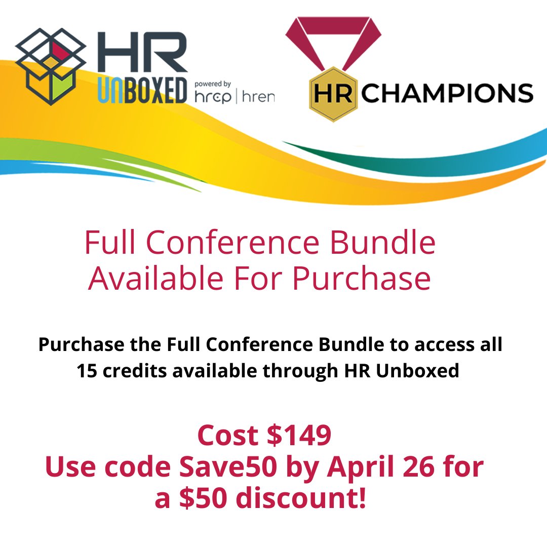 MaryWhiteHR's tweet photo. I'm excited to be presenting at HR Unboxed this year! The live 4/22 event is free. If you can't attend live or if you'd like access to ALL sessions, you can get a recording of the full conference bundle for just $99 through 4/26 (with the code SAVE50). https://t.co/FL5WIOBMdu https://t.co/ykxLA94XGY