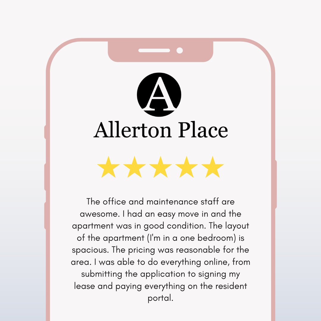 Can't decide if our community is for you? Take a look at this review from one of our lovely residents! #allertonplaceapartments #greensboro #northcarolina #greensboroliving  #336living #samliving #samfam #lovewhereyoulive #aptliving #apartmentliving