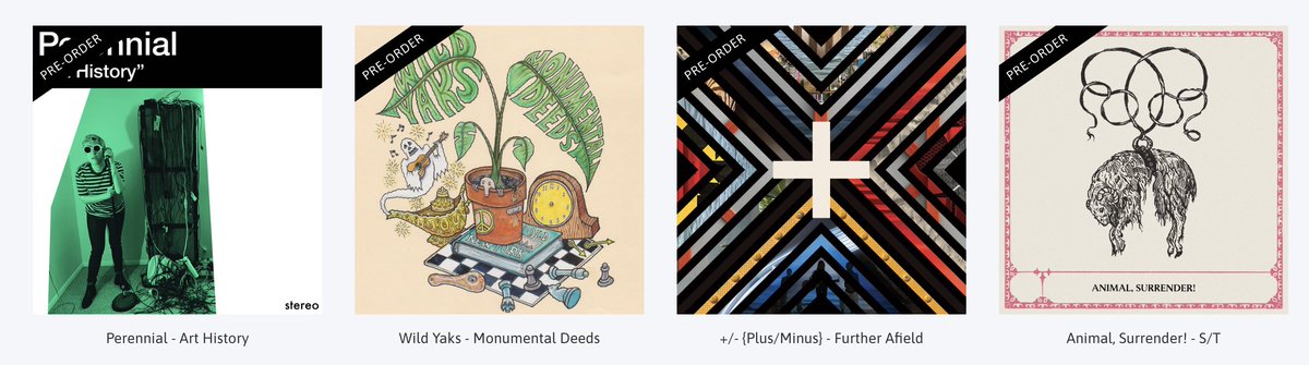 In case you missed EVERYTHING: In the past 2 weeks we've announced new LPs from @Perennialband , @WILD_YAKS , @AnimalSurrender AND @pluminu !?!? 

Dude. 

get on it: 

ernestjenning.com