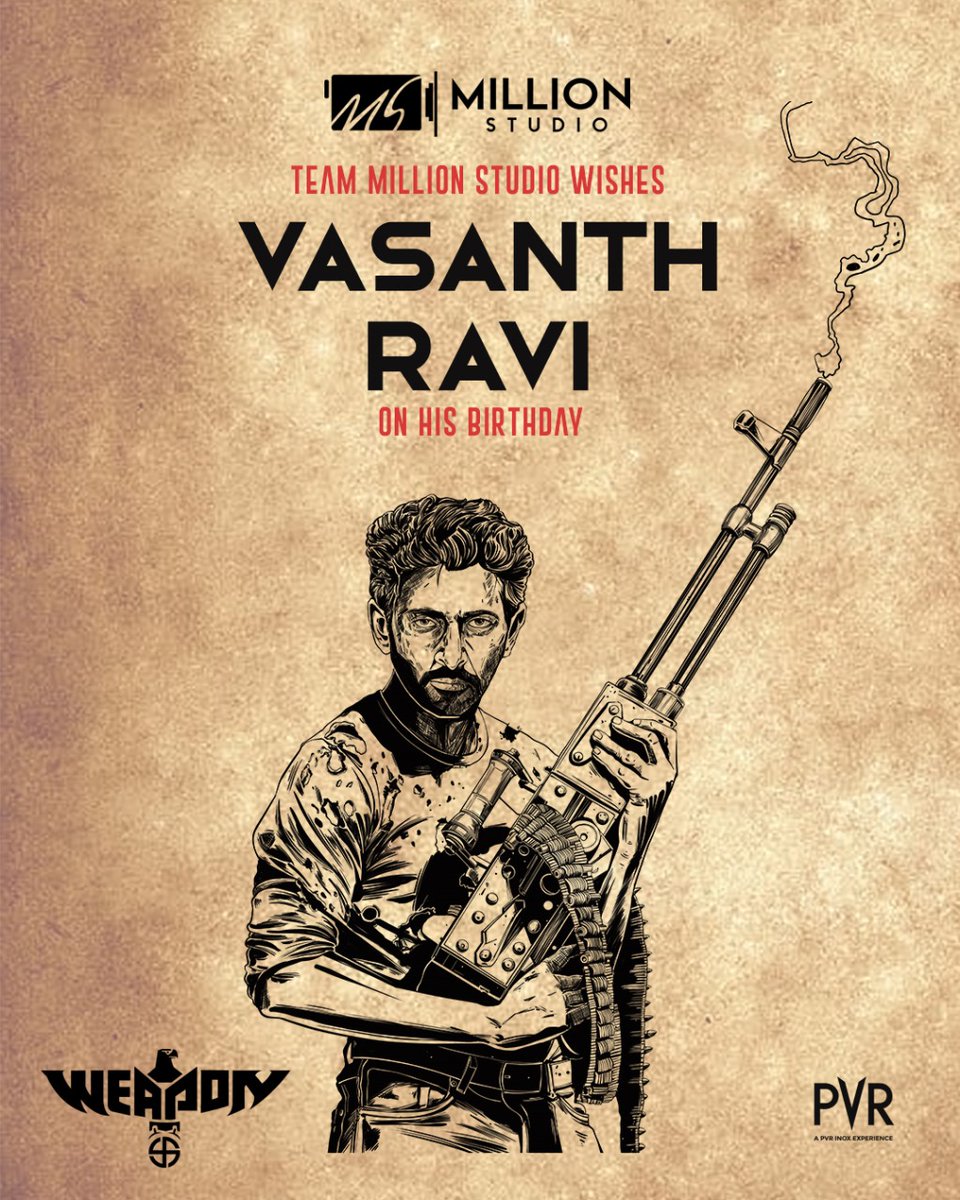 Happy Birthday to the incredibly talented Actor @iamvasanthravi ! May your special day be filled with joy, laughter, and continued success in your career!

@SureshChandraa
@AbdulNassarOffl

#HBDVasanthRavi
#HappyBirthdayVasanthRavi
#Millionstudio
#Weaponmovie