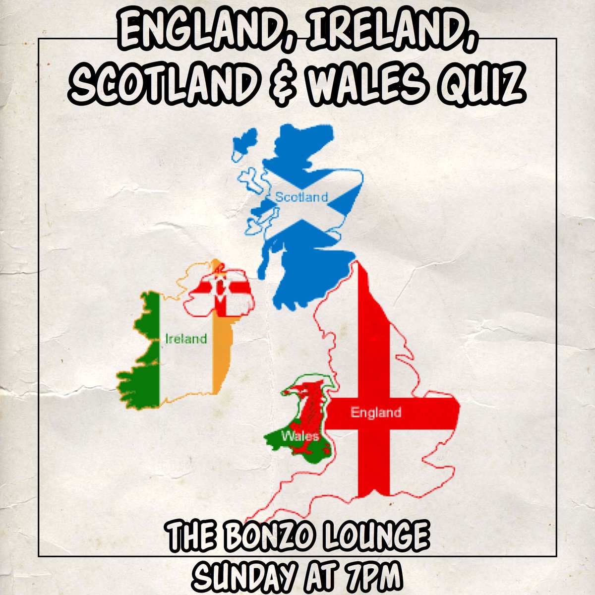 Join us on Sunday at #TheBonzoLounge in #Keynsham for our next #QuizNight! 7pm start for our #HomeNations #Quiz with cash and vouchers to be won
