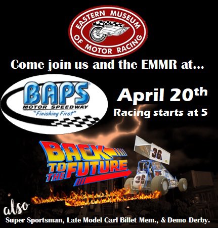 Weather report is looking fantastic for Saturday. Come see vintage racers of the EMMR on track at @bapsrace. It is also #LadiesNight… $5 admission for the ladies! Gates open at 3, racing starts at 5.

@SUPERSPORTSMANS